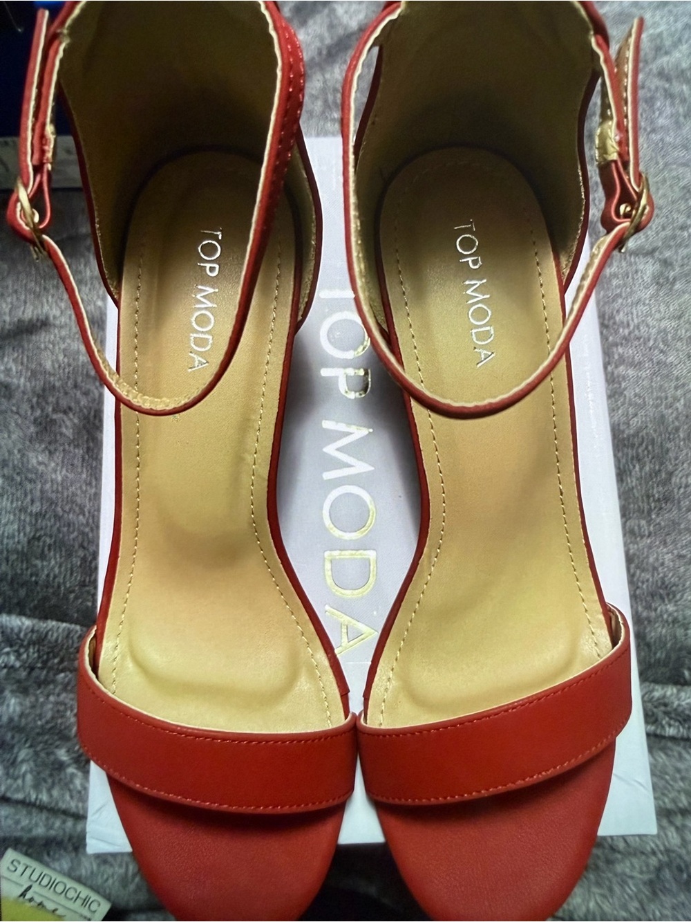 TOP Moda Red Open-Toe Ankle-Strap Platform Sandals